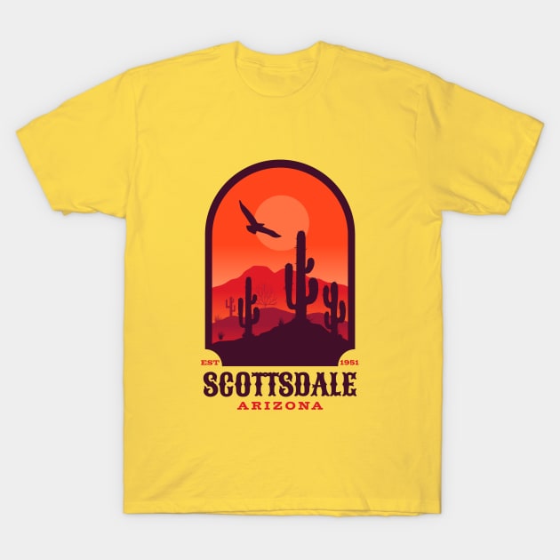 Scottsdale Arizona Retro Vintage Arizona Boho Desert Saguaro Cactus Mountains T-Shirt by Awesome Soft Tee